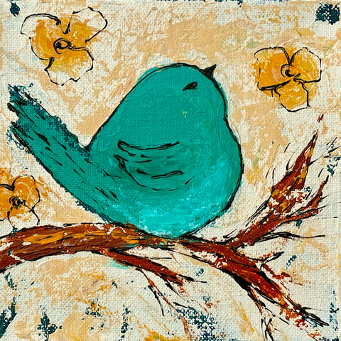 Cute Little Bird and Flowers