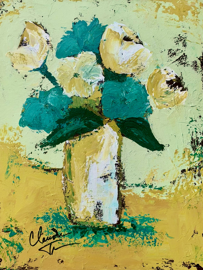 Teal and White Flowers